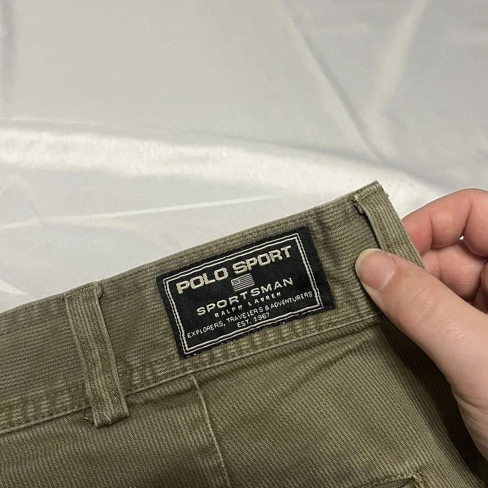 VTG Polo Sport Sportsman Ralph Lauren Cargo Shorts Men's 38 Olive Brown OG 9